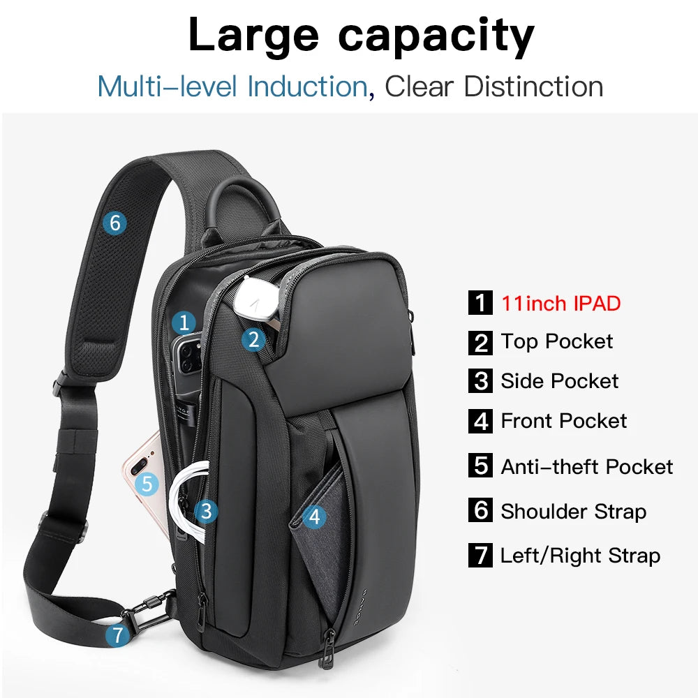 Bange Waterproof Oxford Chest Bag – Men's Crossbody Satchel