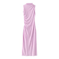Elegant White Pleated Sleeveless Long Dress