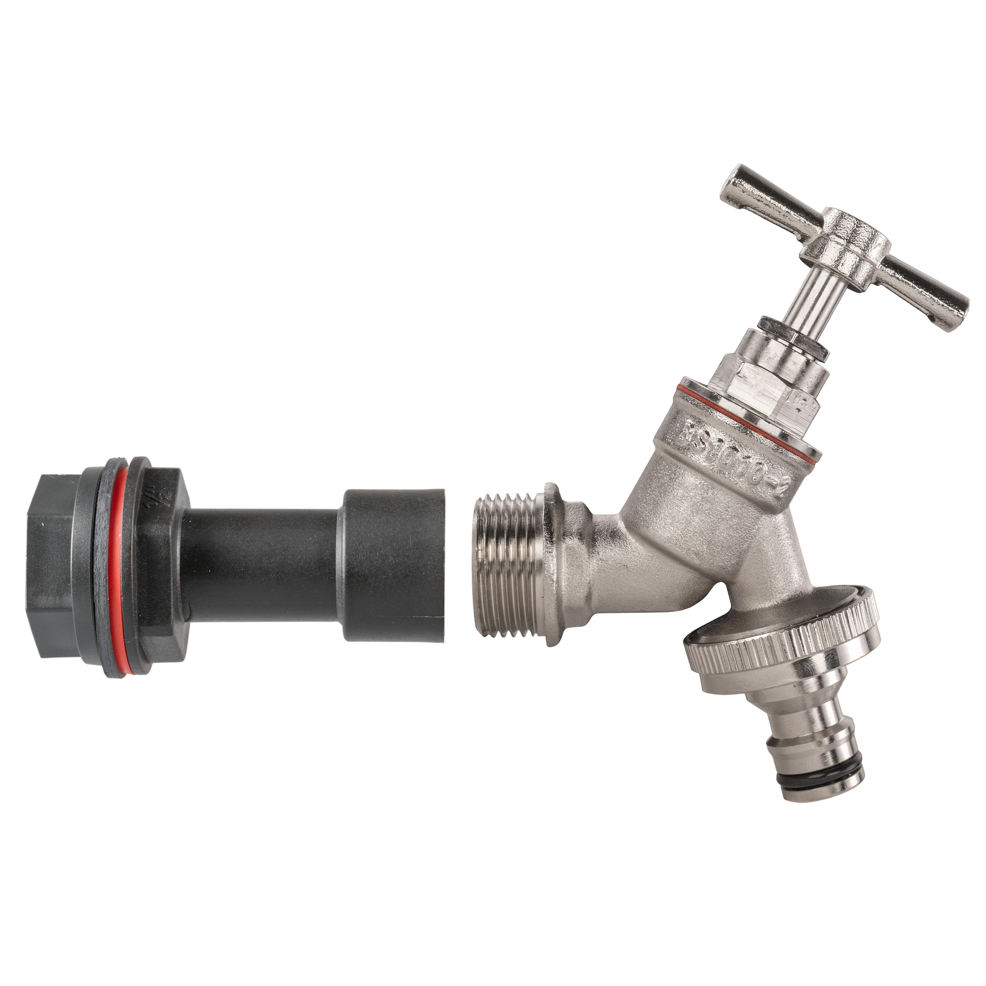 Water Butt Extension Kit 1/2in with Nickel Plated Quick Connect Tap Tap Adapter